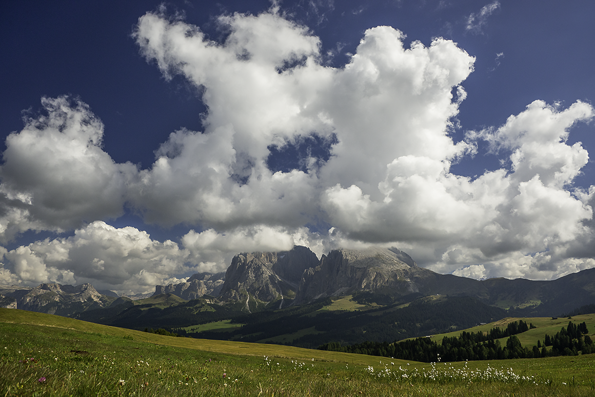 Sassolungo and Sassopiatto Mountains in the Dolomites