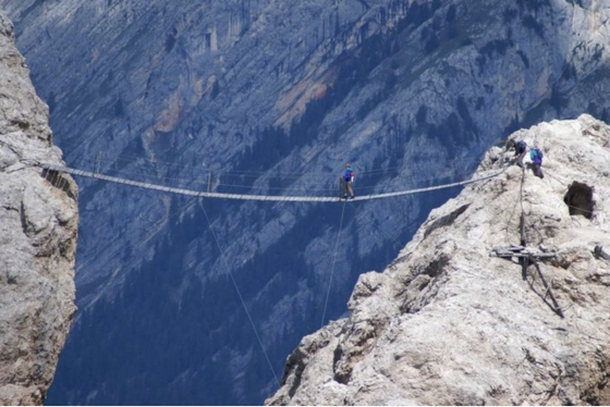 Via Ferrata Ivano Dibona Suspension Bridge Dolomite Mountains