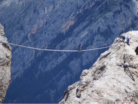 Via Ferrata Ivano Dibona Suspension Bridge Dolomite Mountains