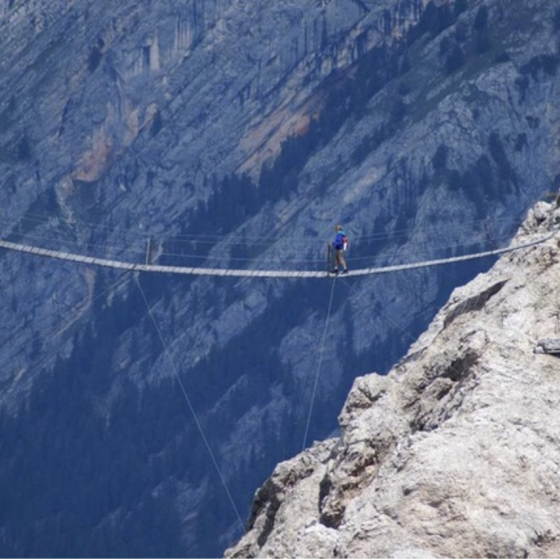 Via Ferrata Ivano Dibona Suspension Bridge Dolomite Mountains