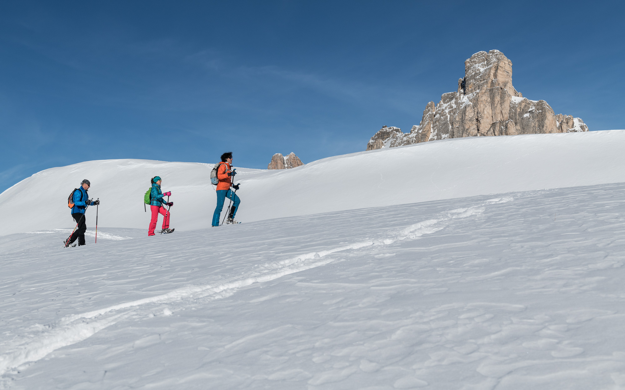 Snowshoeing the Alta Via n.1 of the Dolomites Dolomites Snowshoe